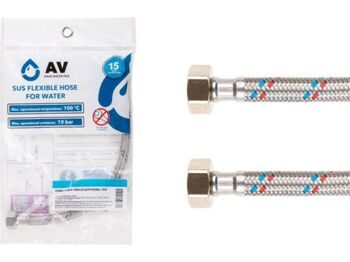 Подводка гибкая, SUS, гайка 1/2" - гайка 1/2" 30см AV Engineering, арт.AVE20030